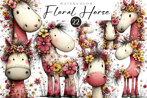 Floral Horse, an Illustration by CreationArt