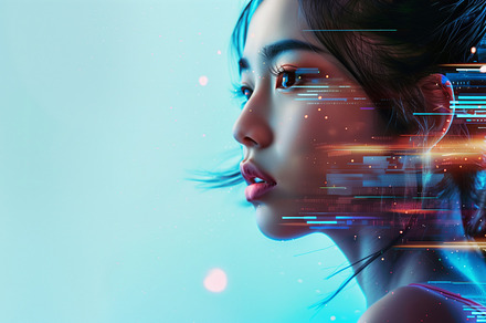 Futuristic portrait of a young asian, a Person Photo by MistyDay