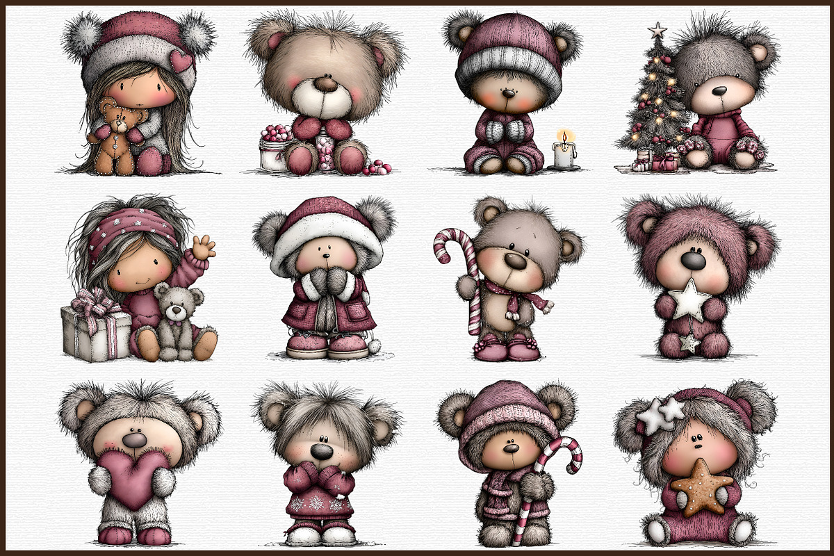 Sweet Christmas Teddy Bear Clipart, an Animal Illustration by Sublimation Artist (Photo 3 of 6)