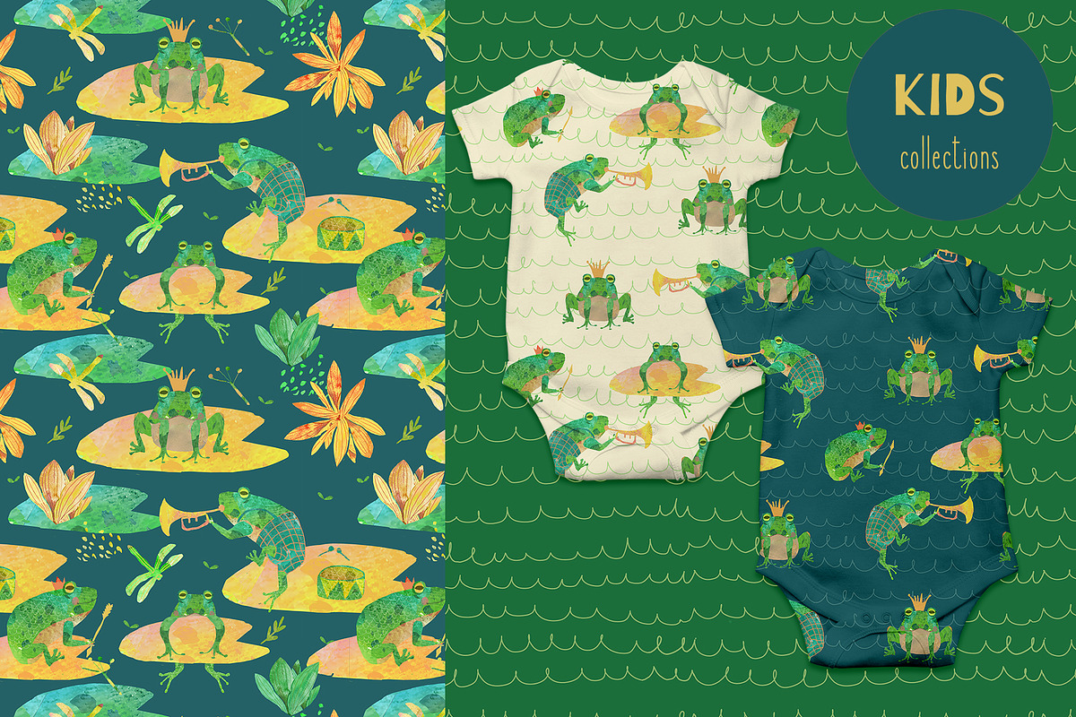 Cute Frogs Patterns Watercolor, a Pattern Graphic by watercolor kamill (Photo 5 of 10)