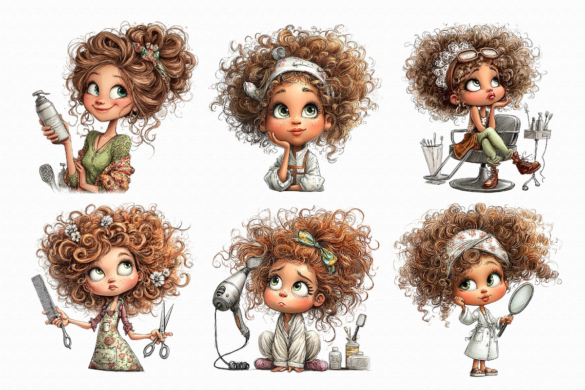Hairdresser Girl Clipart, an Illustration by Libby Wishes (Photo 2 of 8)