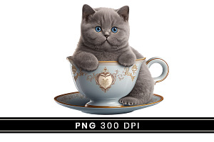 Cat Holding A Teacup In Its Paws