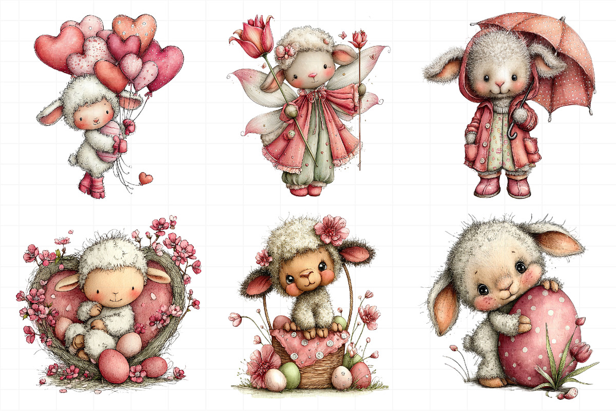 Whimsical Easter Lamb Clipart Png, an Illustration by Daily.Designs (Photo 7 of 8)