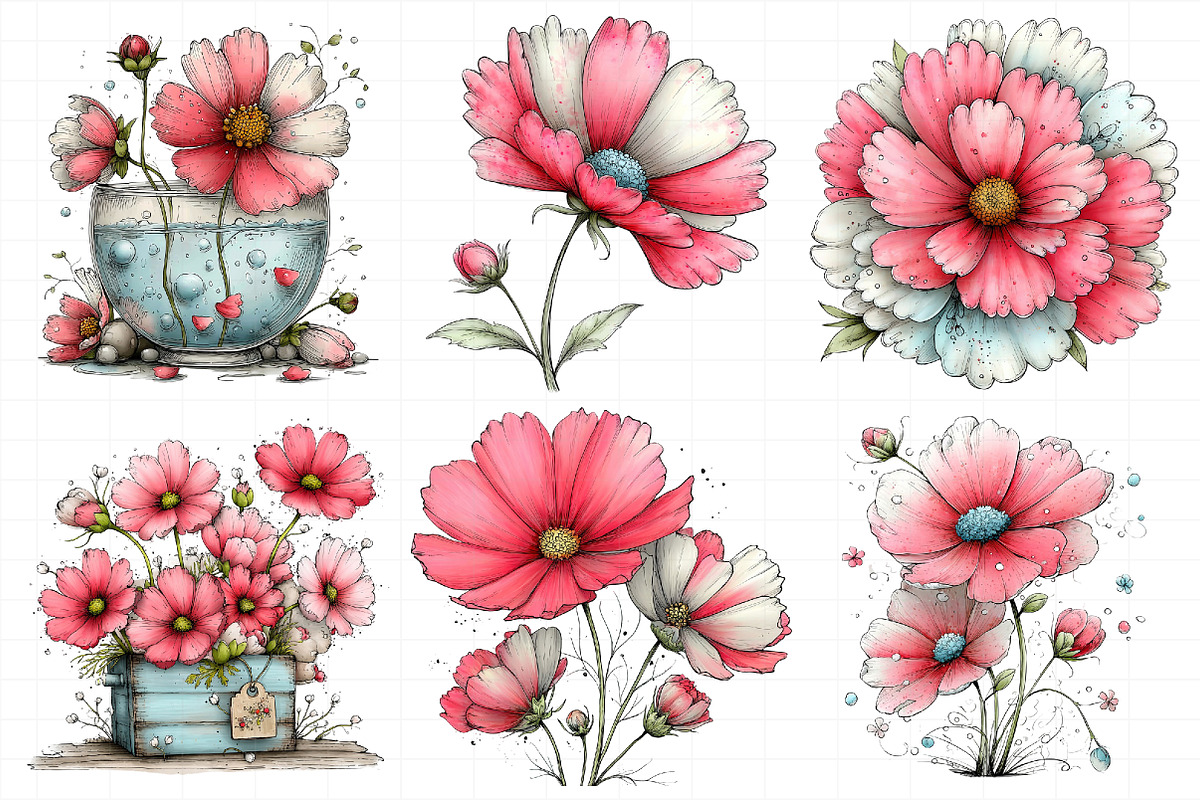 Spring Cosmos Flower Clipart, an Illustration by Daily.Designs (Photo 3 of 8)