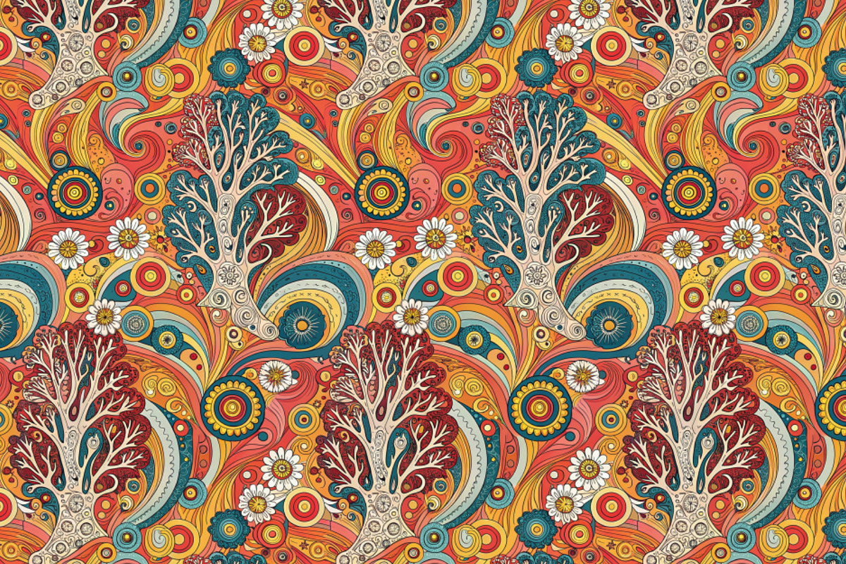 Psychedelic Symphony in 1970s Style, a Pattern Graphic by Designs by Helen Trupak (Photo 7 of 8)