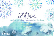 Watercolor snowflakes, Christmas, a Decorative Illustration by Vivitta (Thumbnail 1 of 4)