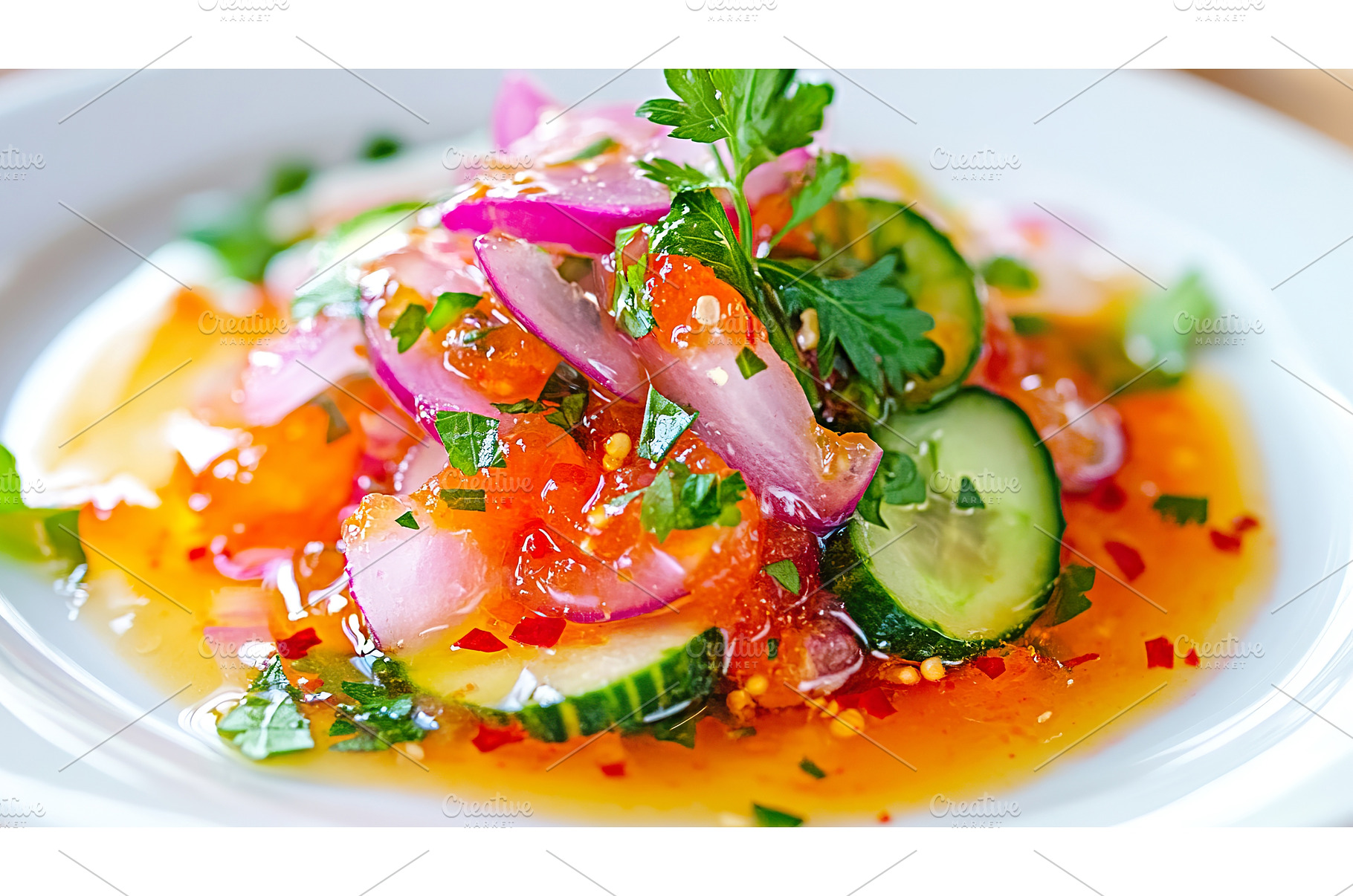 salad dressed with hot pepper jelly, a Food & Drink Photo by Lermont51