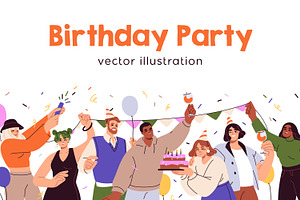 People celebrating birthday party, a Person Illustration by Good Studio