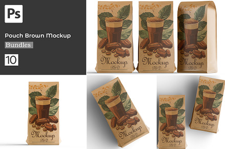 Pouch Brown Packaging Mockup Bundles