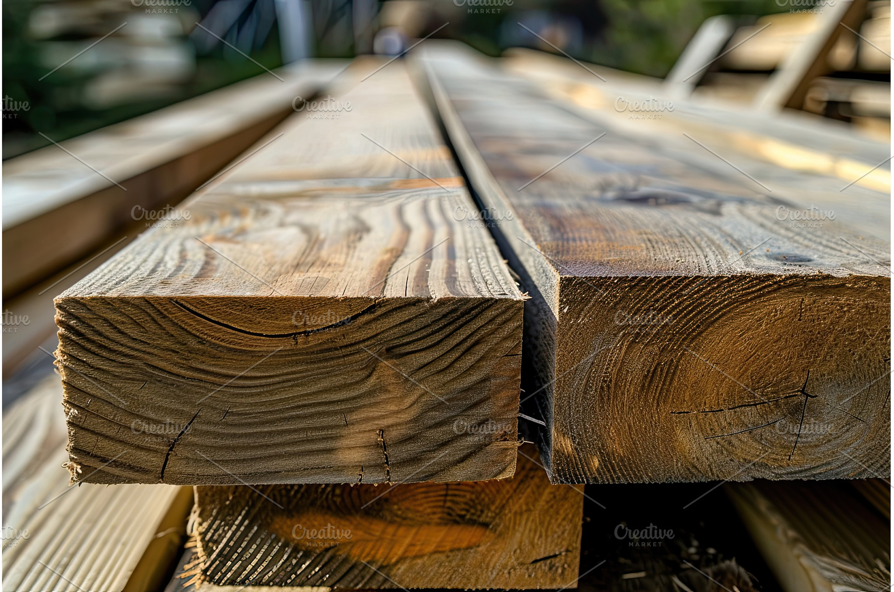 Solid wood deck board stack for, an Industrial Photo by Neirfy