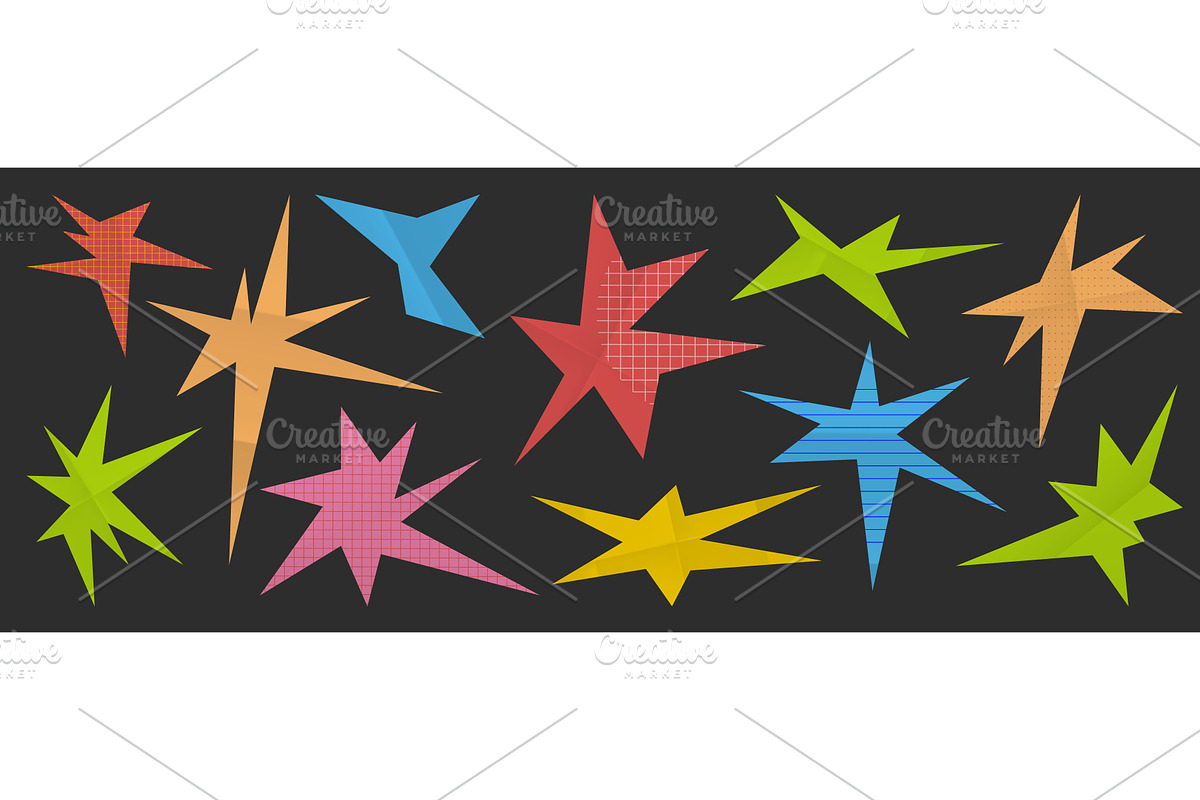 Cutout paper stars set isolated on, an Illustration by art PVP - market