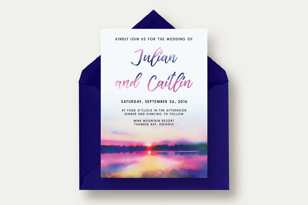 Sunset Lake Wedding Invitation Suite, an Invitation Template by Knotted Design (Photo 2 of 4)