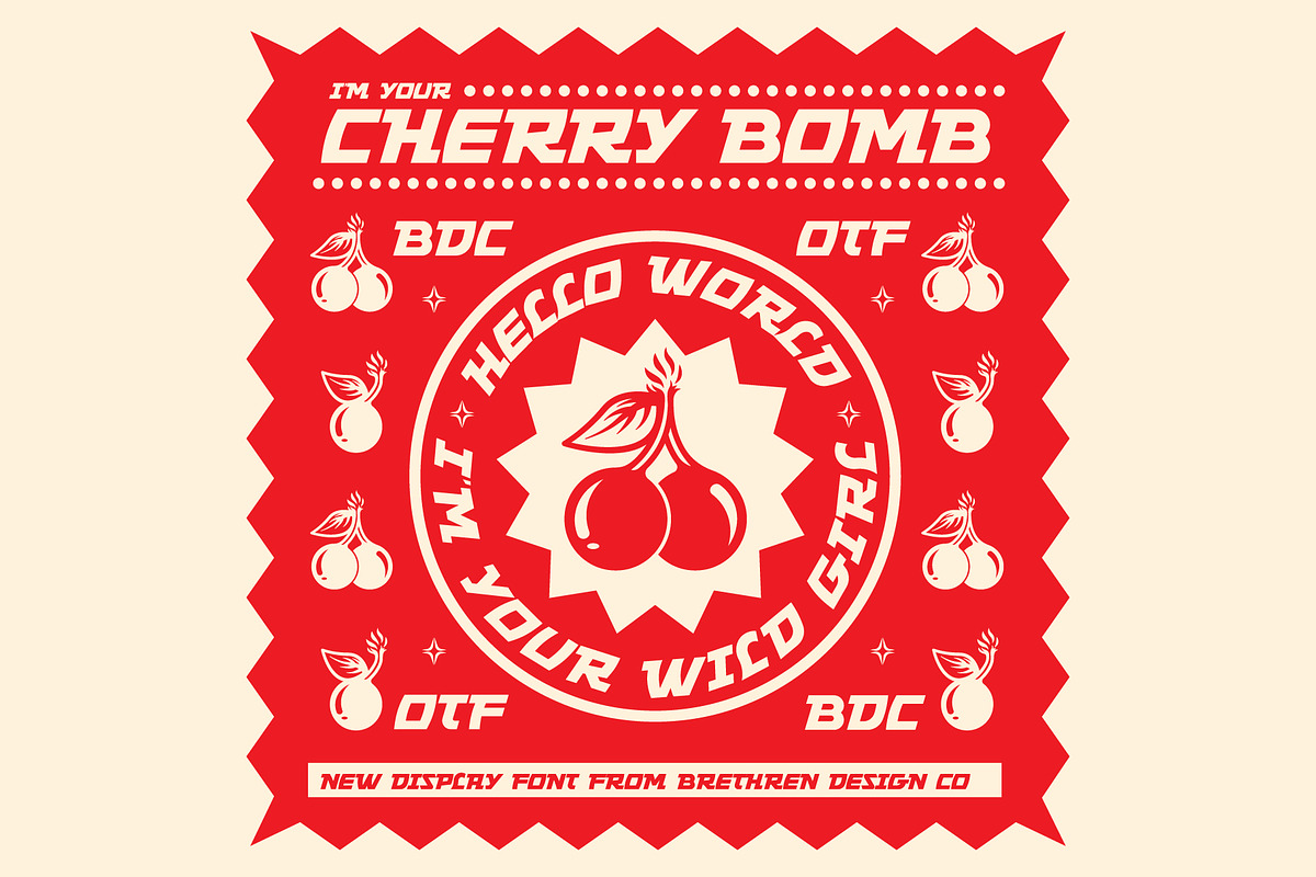 Cherry Bomb Display Font, a Font by Brethrendesignco (Photo 3 of 4)