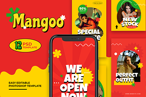 Mangoo Retro Instagram Template, a Social Media Template by Shinra Labs
