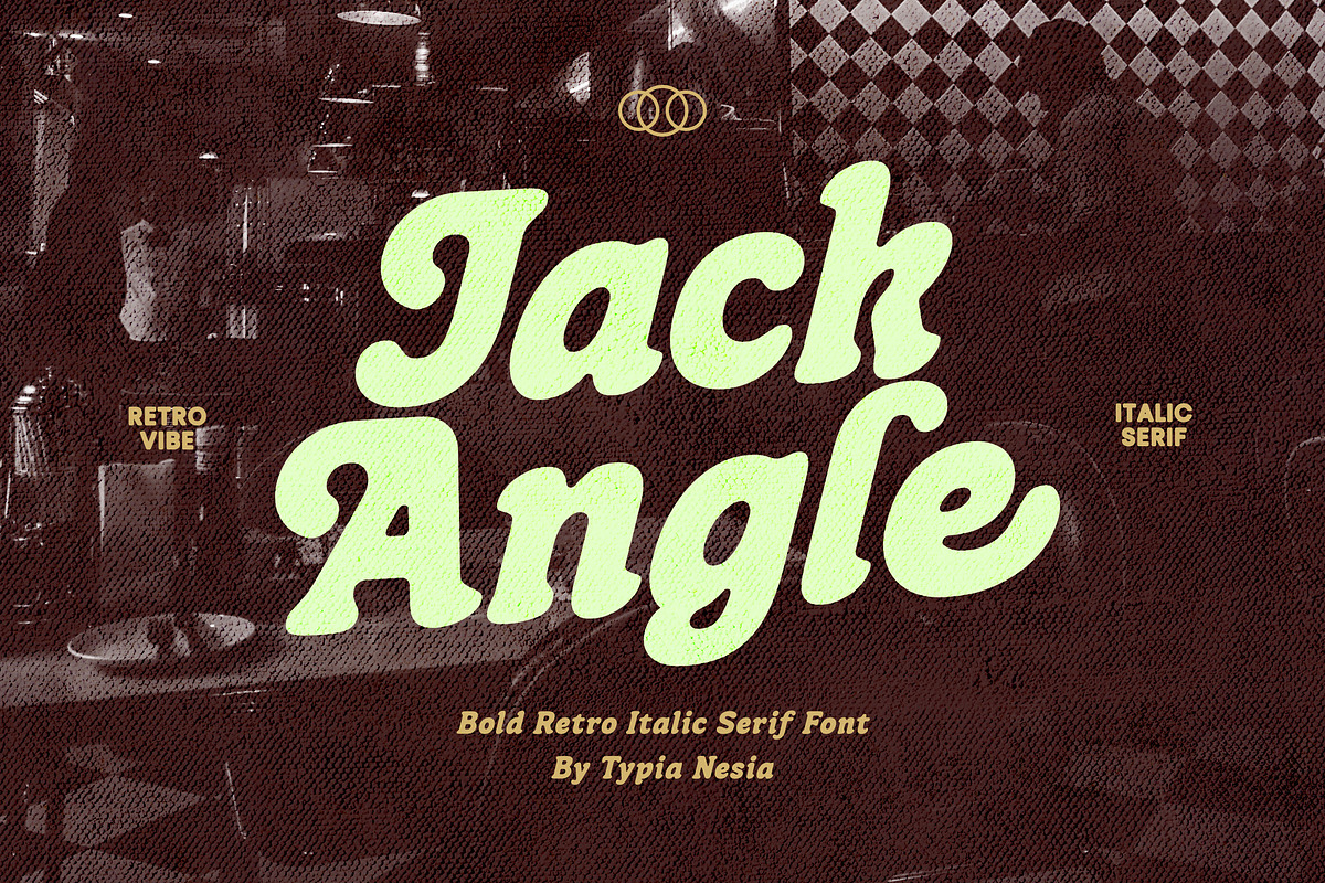 Jack Angle – Bold Retro Italic Font, a Serif Font by Typia Nesia (Photo 1 of 13)