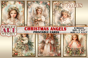 Christmas angels picture collage, a Person Illustration by CraftArtStory
