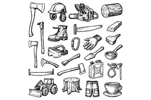 Lumberjack Tools Pack, an Object Graphic by RT Studio
