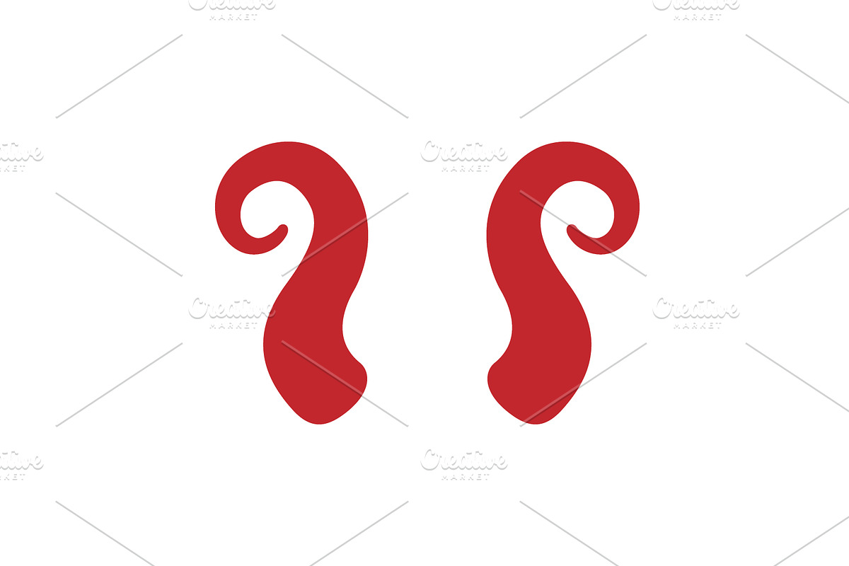 Red curled devil horns. Cartoon, an Animal Illustration by GraphiShop