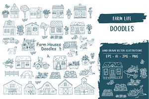 Hand Drawn Doodle Farm Life Set