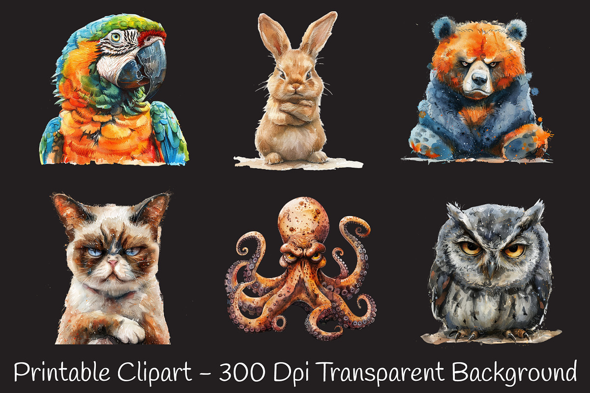 Cheeky Grumpy Animals Clipart, an Animal Illustration by RobertsArt (Photo 5 of 7)