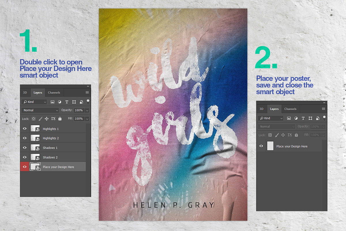 Glued Poster Mockup Collection, a Poster Template by MDG (Photo 3 of 7)