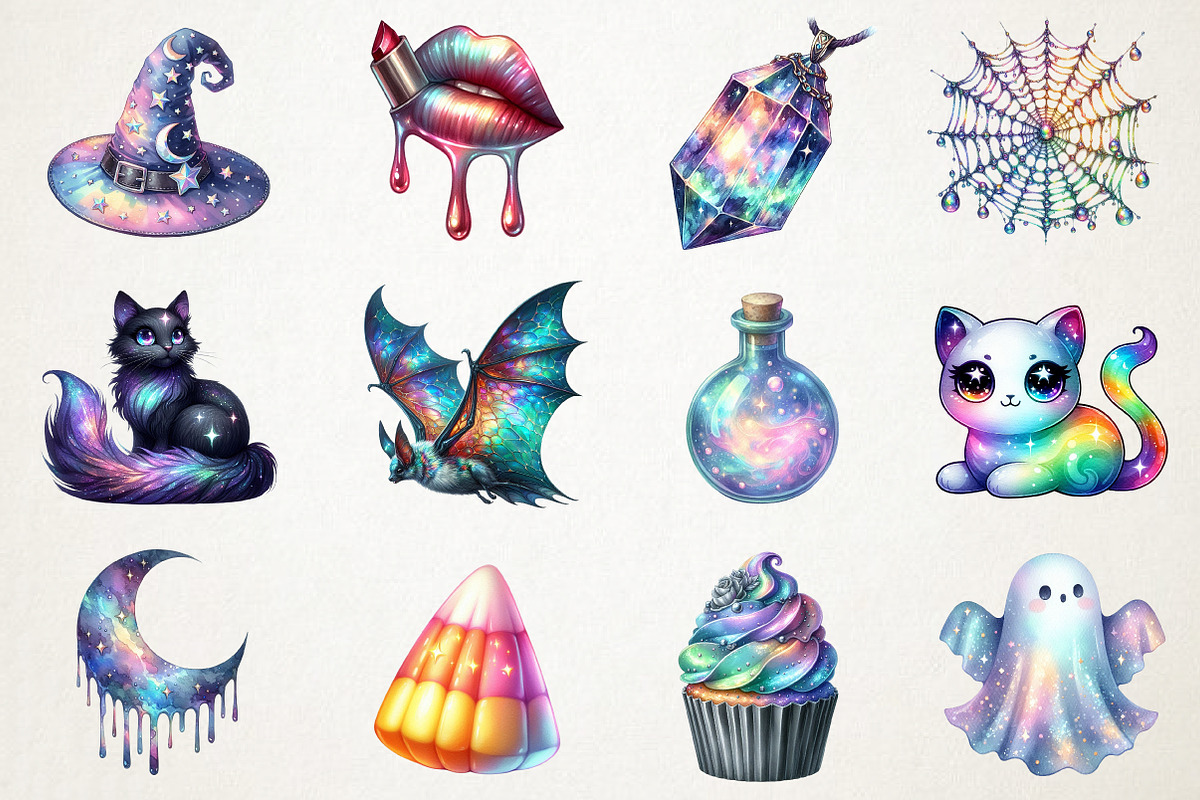 Iridescent Halloween Bundle, an Illustration by RobertsArt (Photo 3 of 7)