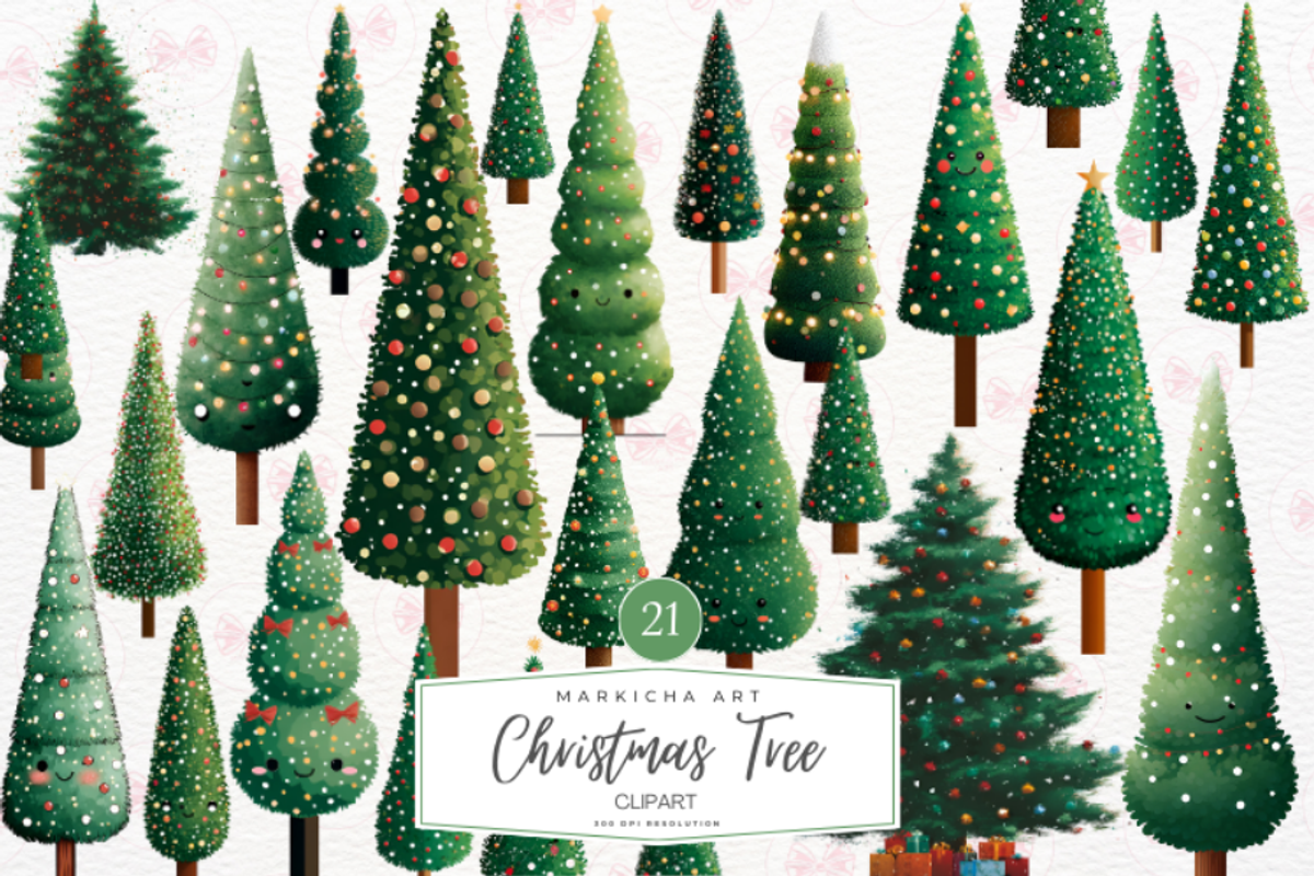 Whimsy Christmas Tree Clipart, an Illustration by Markicha Art (Photo 1 of 5)