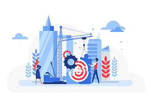 Business team building goal concept, an Illustration by Lemberg Vector