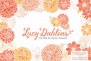 Peach Dahlia Flower Vector Clipart, an Illustration by Amanda Ilkov (Thumbnail 1 of 4)