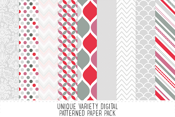 Grey Mauve Pattern Paper Pack