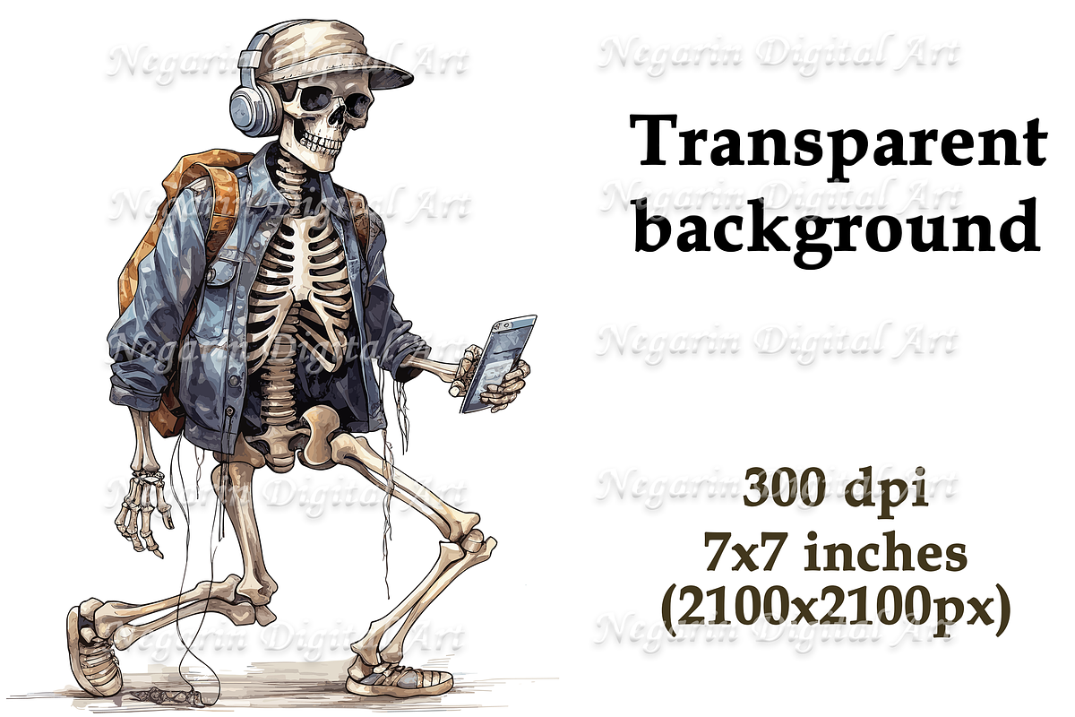 Watercolor Skeloten Guy Clipart, an Object Graphic by Negarin Digital Art (Photo 6 of 11)