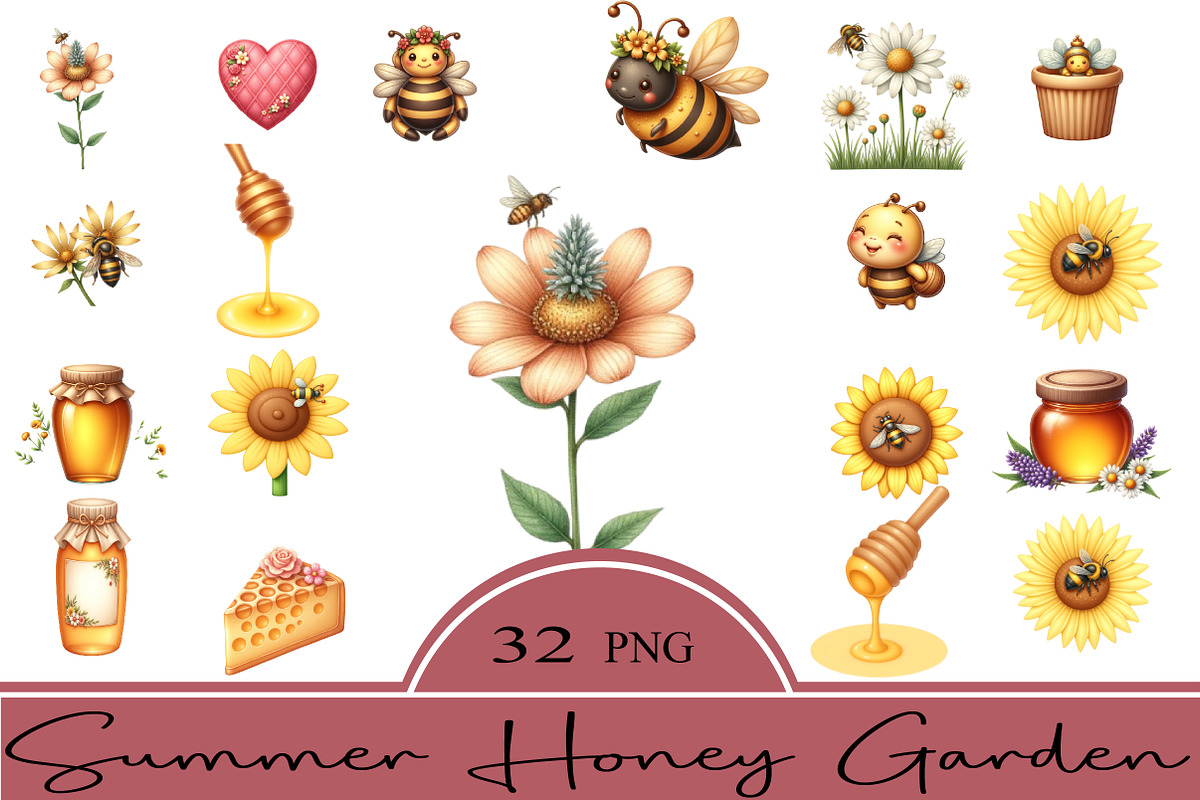 Summer Honey Garden Clipart, an Illustration by CrexoraLab (Photo 1 of 5)