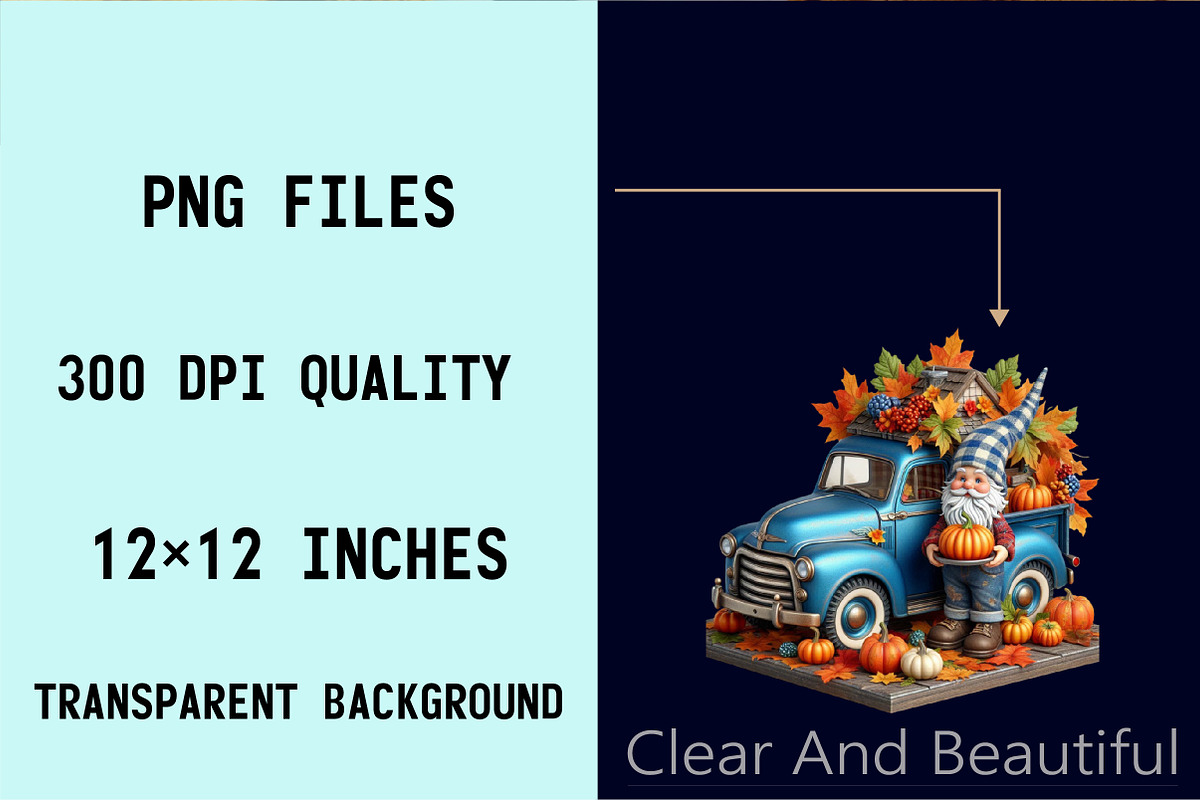Fall Gnome Truck Sublimation Clipart, an Illustration by SVGArt (Photo 3 of 8)
