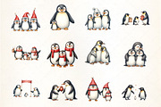 Christmas Penguin Family Clipart, an Illustration by CrexoraLab (Thumbnail 4 of 5)