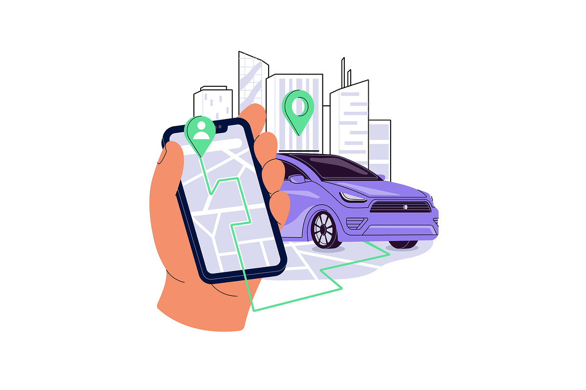 Car rent, carsharing concept set, a Transportation Illustration by PaperTrident (Photo 4 of 11)