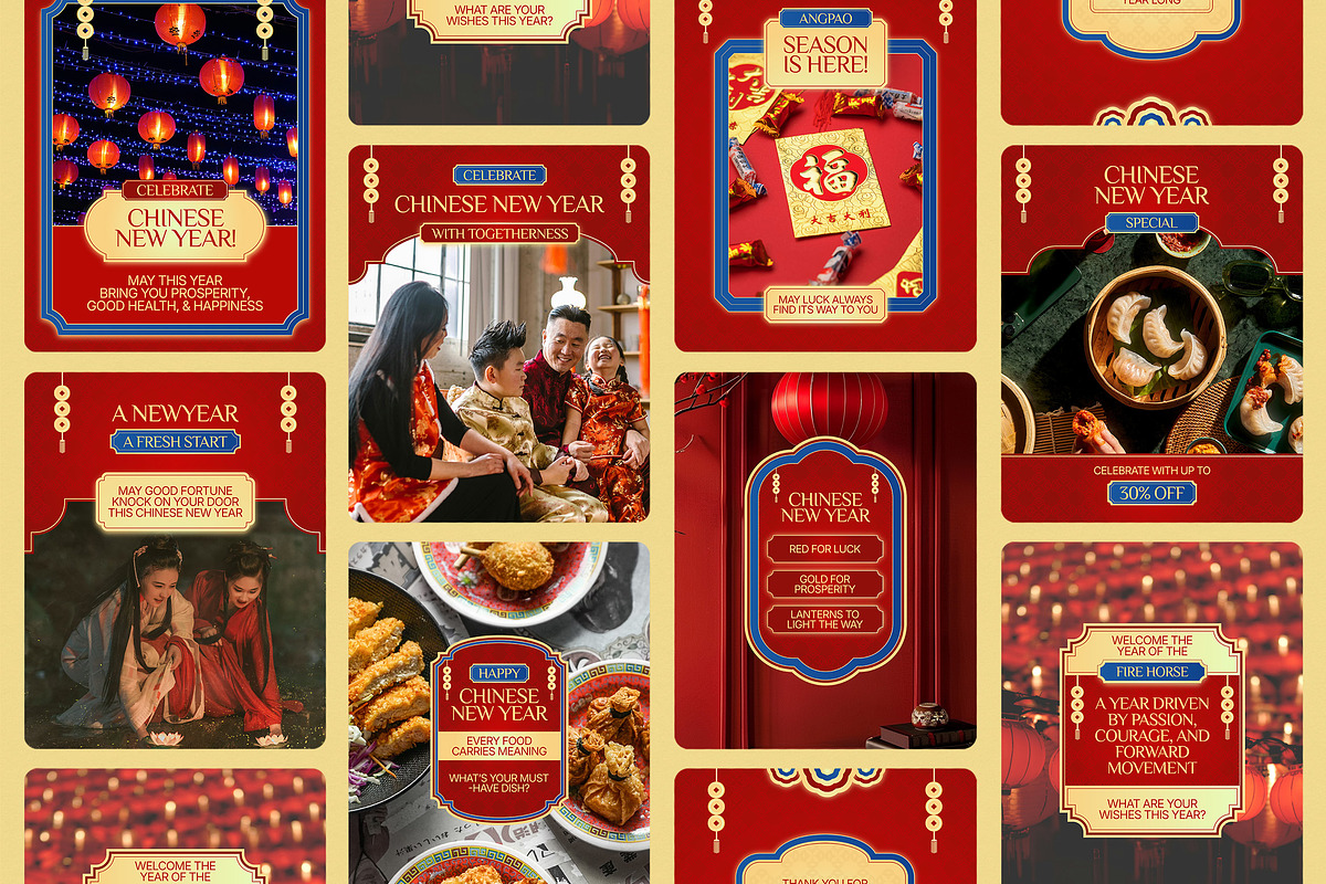 Chinese New Year Instagram Templates, a Social Media Template by Supanium Studio (Photo 1 of 5)
