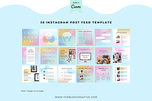 Minty Mint, Instagram Template Canva