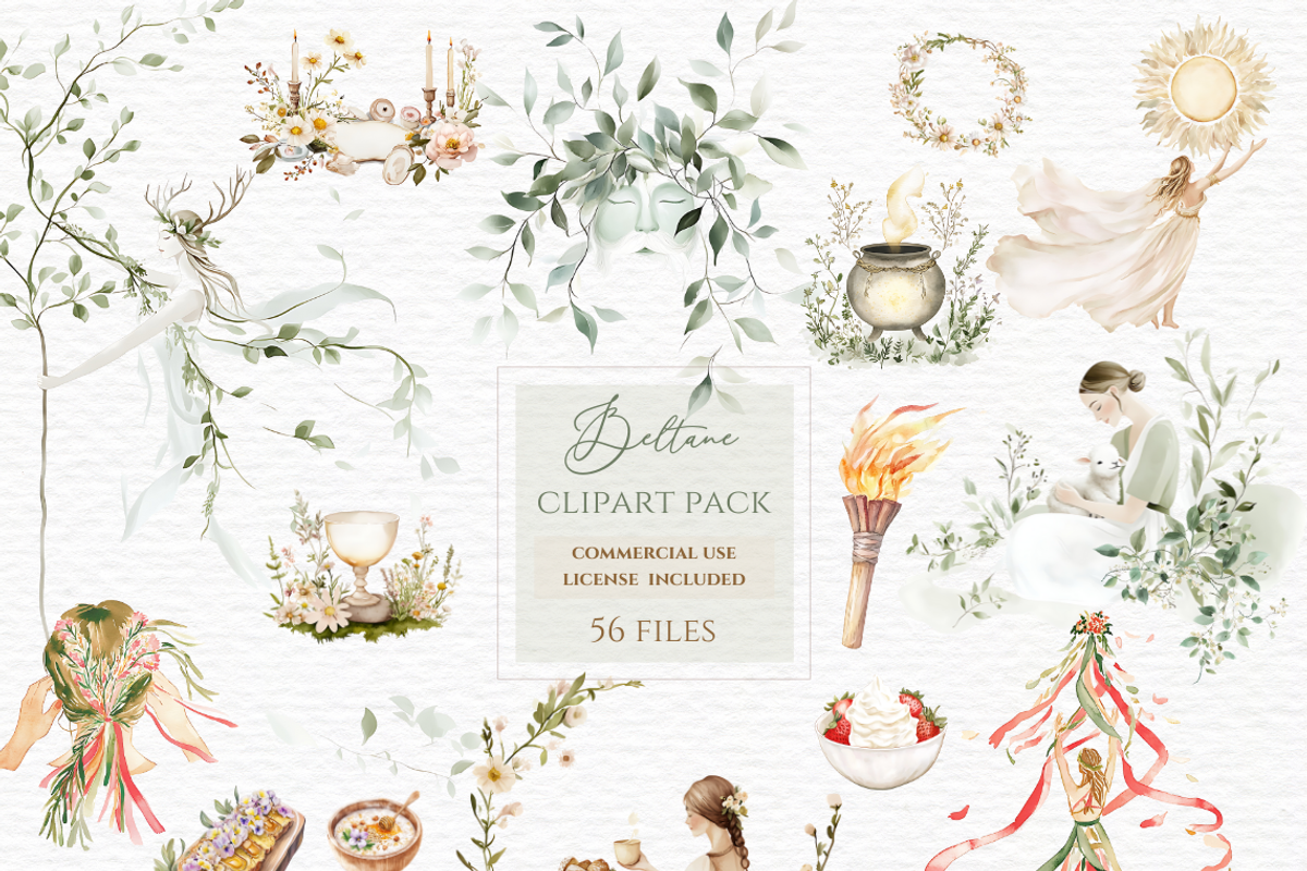 Beltane clipart, wheel of the year, a Seasonal Illustration by Invite to Clipart (Photo 1 of 6)