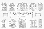 Houses line illustration set, an Object Illustration by NatalieArtShop (Thumbnail 1 of 11)