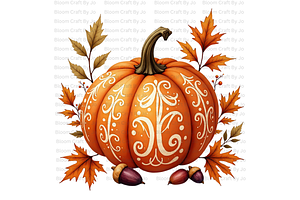 Pumpkins with Ornate Carvings