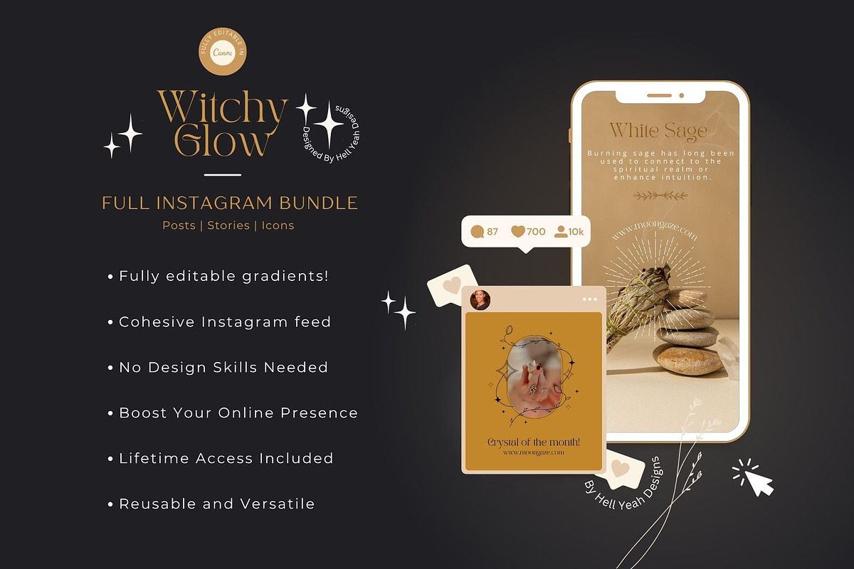 Witchy Glow Branding Starter Kit, a Social Media Template by Hell Yeah Designs (Photo 4 of 17)