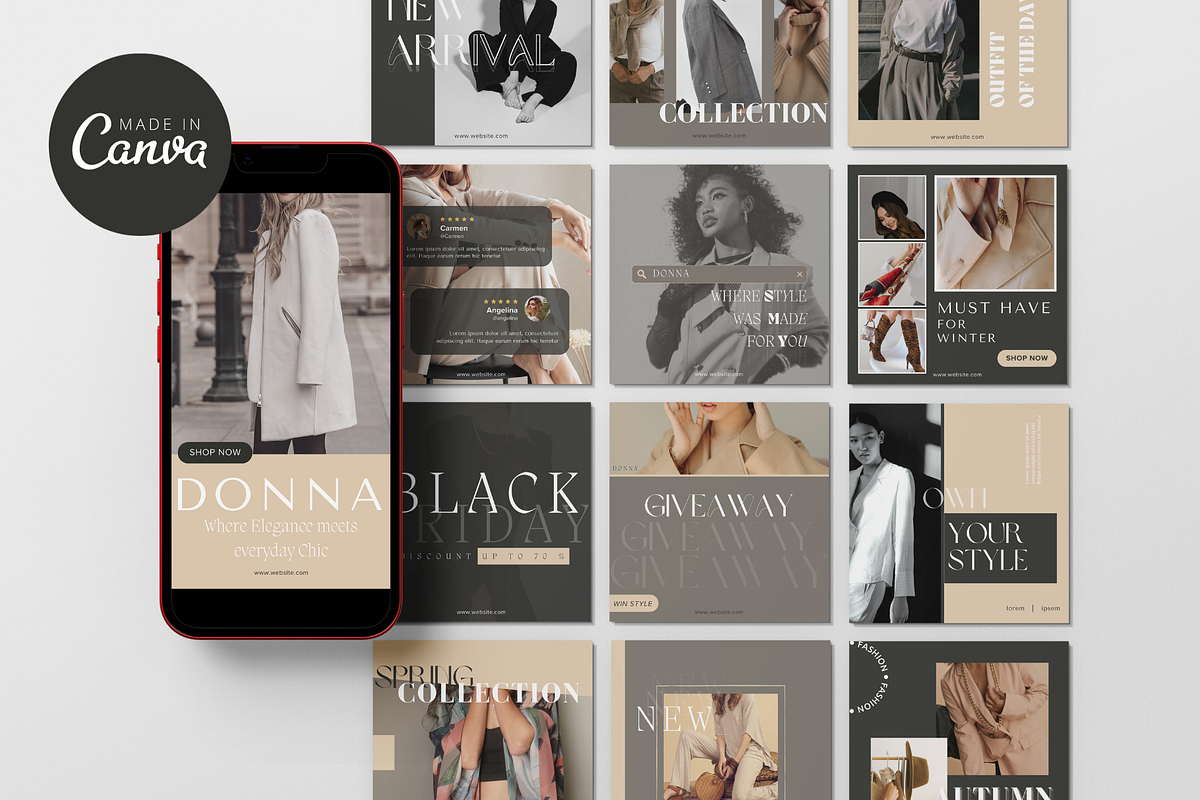 Donna Canva Instagram Templates, a Social Media Template by Soul & Maeum Store (Photo 1 of 8)