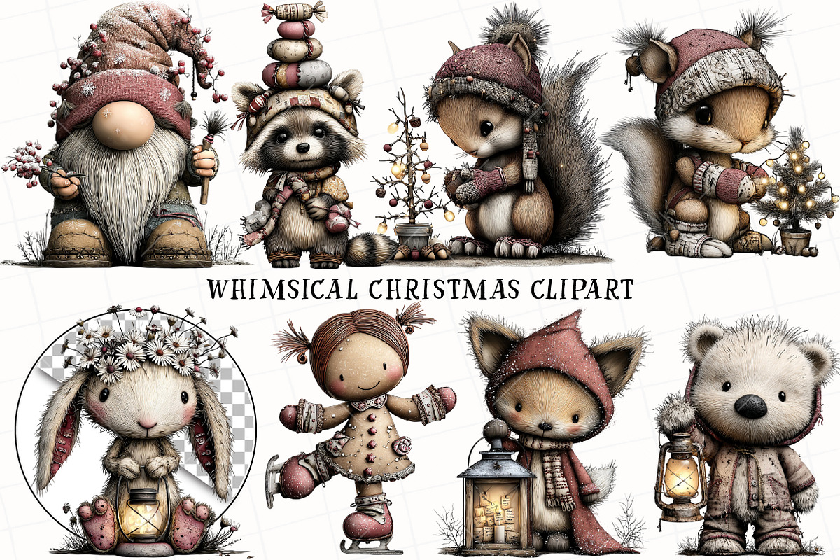 Whimsical Christmas Clipart, an Illustration by OK Design (Photo 2 of 6)