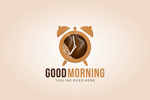 Tea Coffee Cup Clock Logo