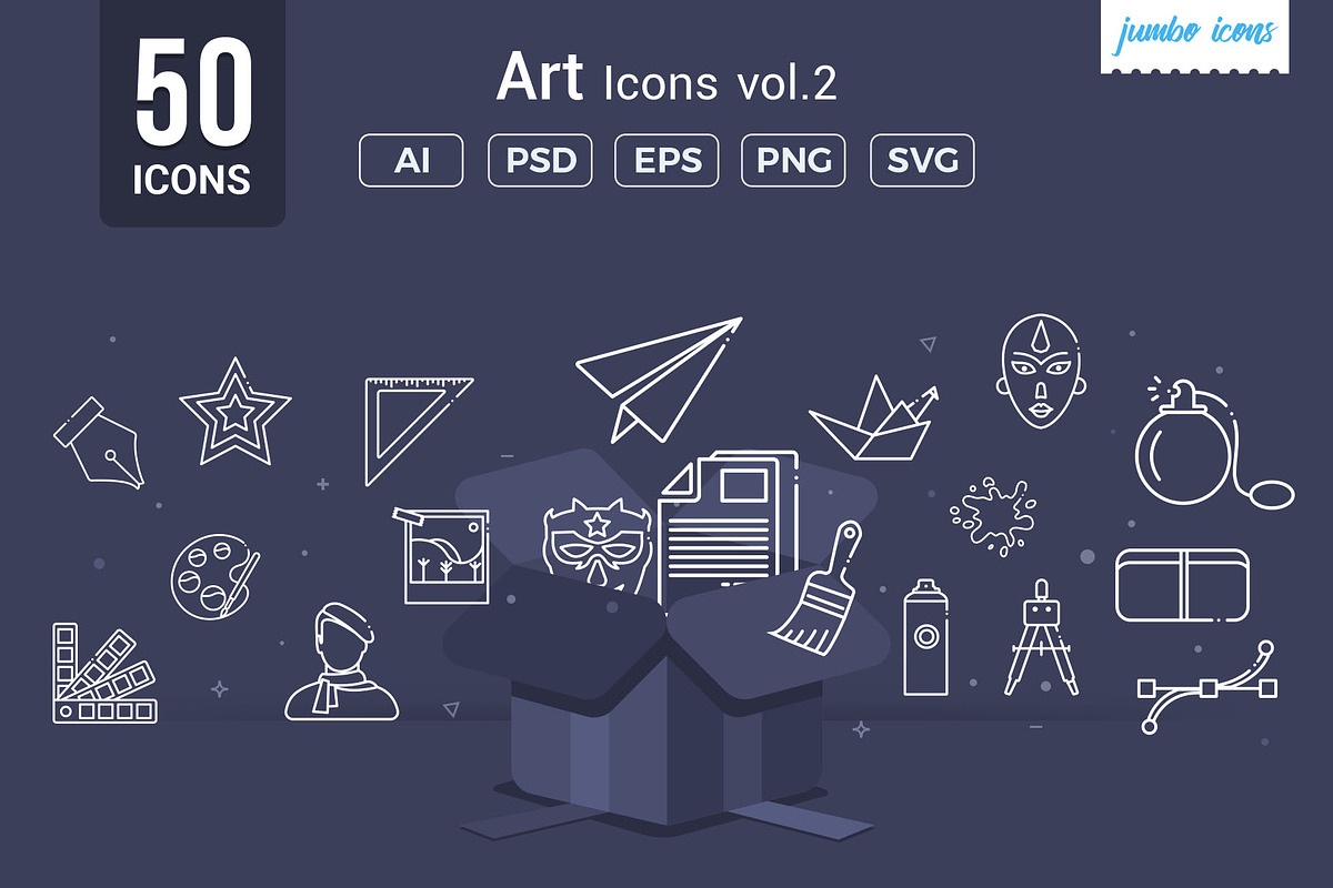 Art Line Vector Icons V2, an Outline Icon by Jumbo Icons (Photo 1 of 5)