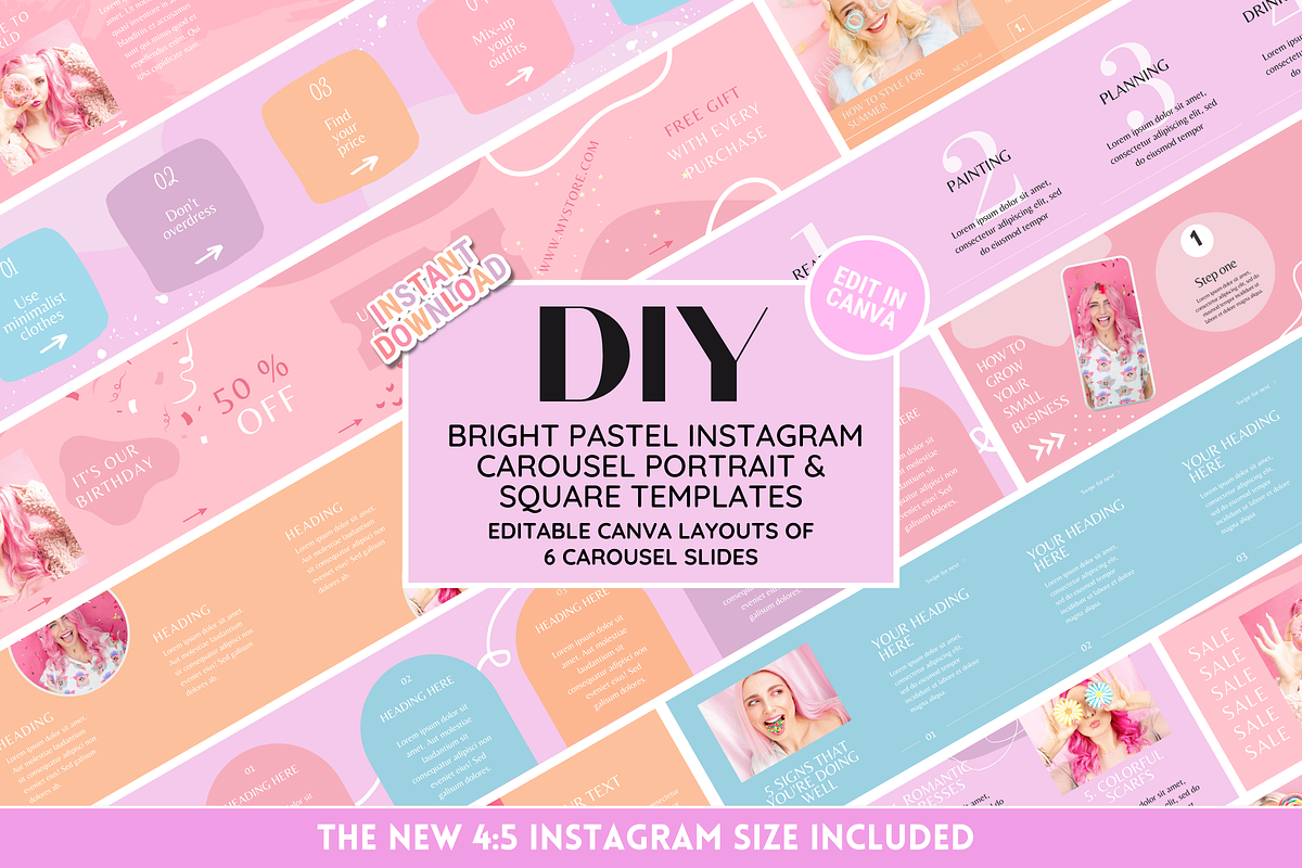 Pastel Instagram Carousel Bundle