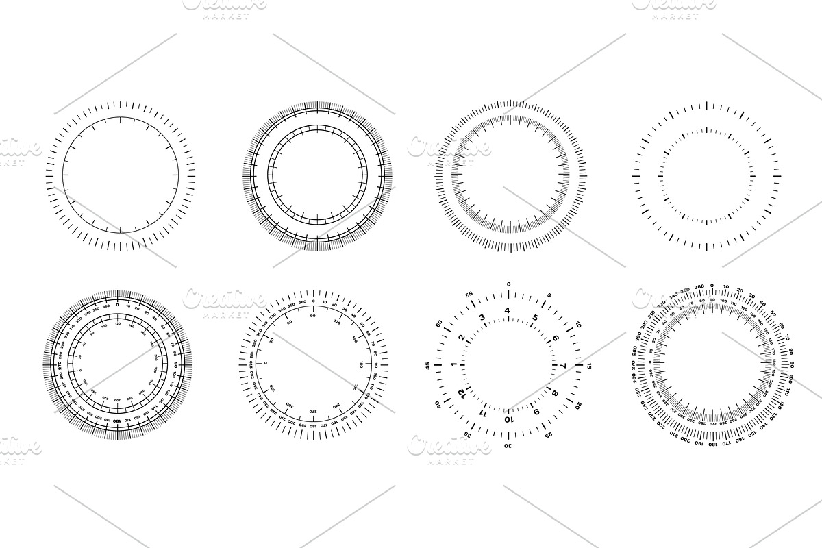 Circular measuring scale graphics, an Object Illustration by skripnikbb