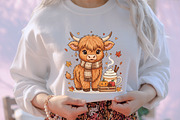 Fall Highland Cow Ghost Halloween, an Illustration by designcity5 (Thumbnail 3 of 8)