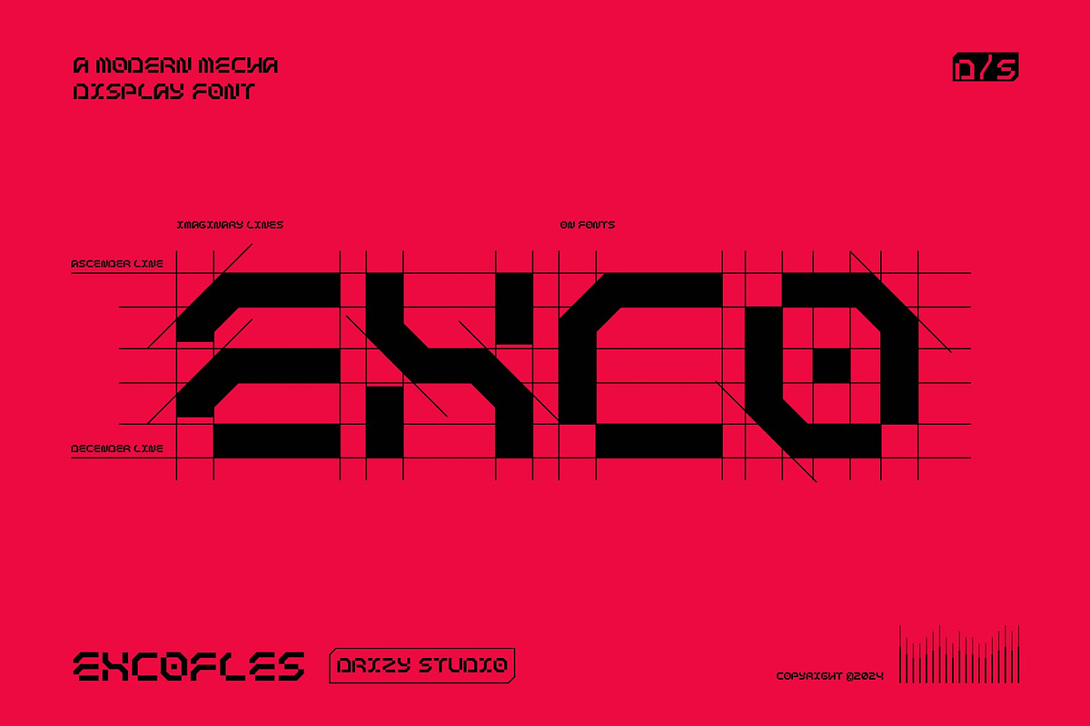 Excofles – Modern Mecha Display Font, a Sans Serif Font by Drizy (Photo 3 of 10)
