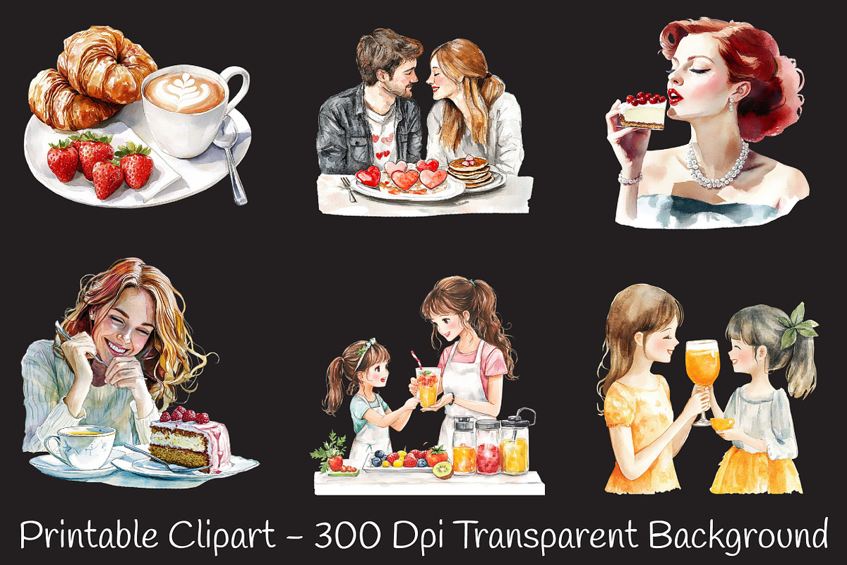 Mother's Day Brunch Watercolor Png, an Illustration by RobertsArt (Photo 4 of 7)